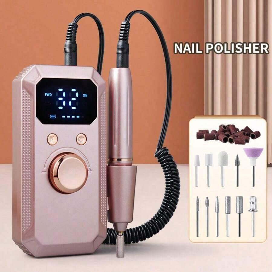 Nail Drill Machine - 20,000RPM充電式電動ネイルドリル、アクリルやジェルネイルの研磨に適したポータブルネイルファイルマシン、11種類のサンディングビットと20種類のサンディングバンド付き、初心者とプロフェッショナルに最適、プロフェッショナルツールマニキュアセット、女性への素晴らしいギフト