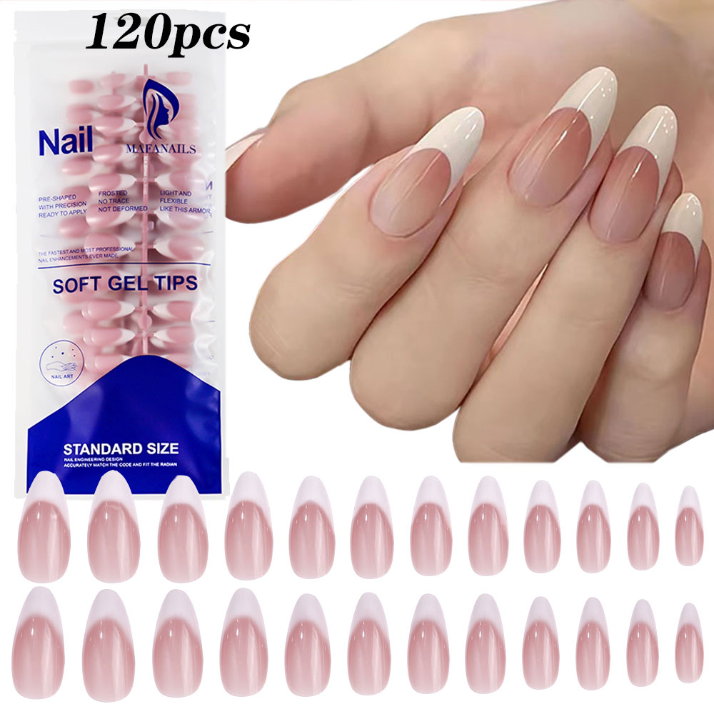 フレンチピンクの偽の爪,ミディアムアーモンド,グラデーション - Nail Art Pink のレビューと価格
