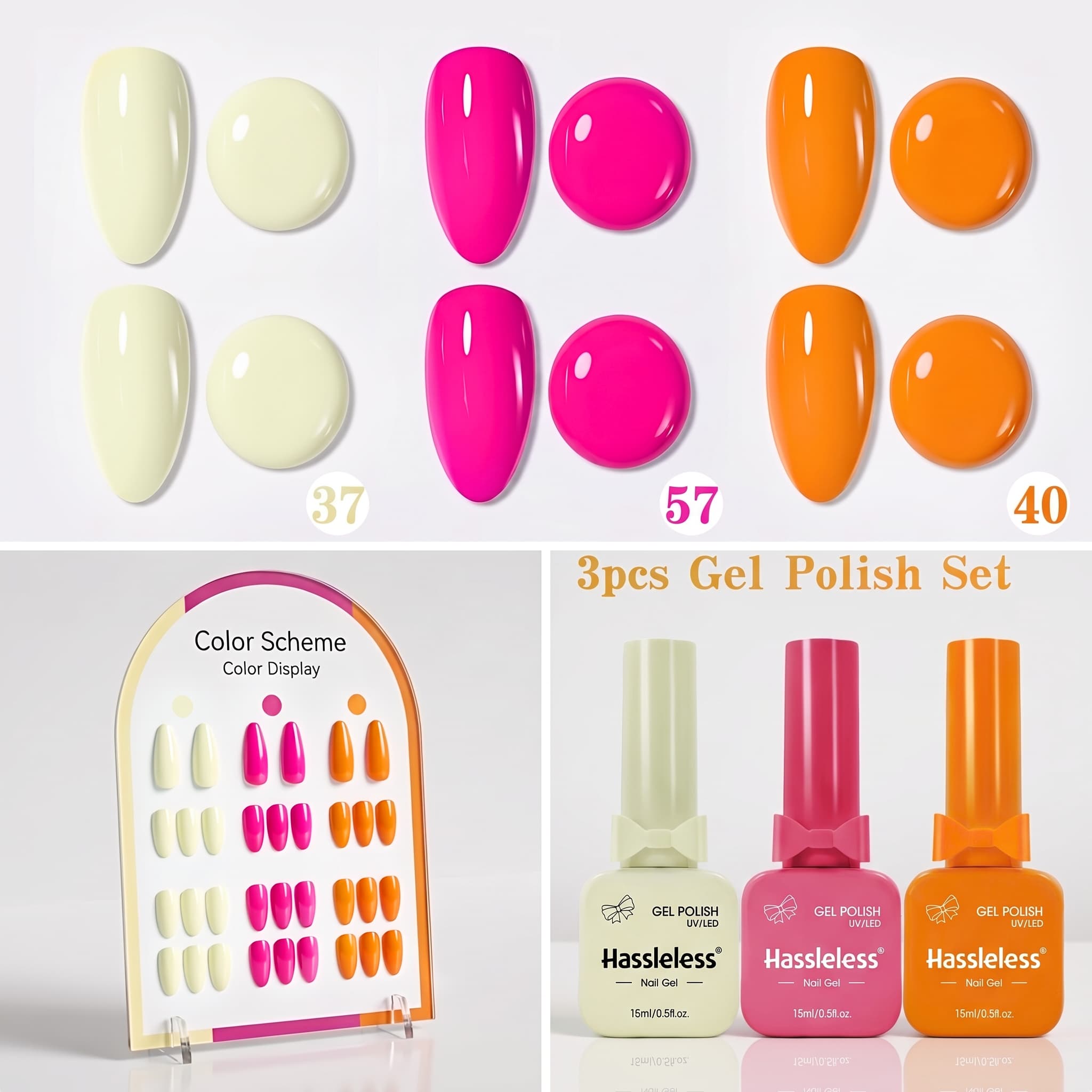 手軽に使えるネイルポリッシュジェル3本セット（15ml）。ミ - Nail Art Orange のレビューと価格