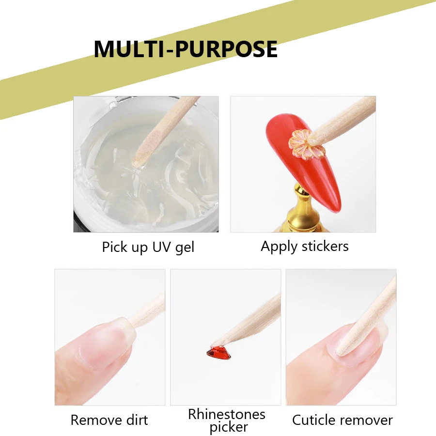 100 個ネイルアートデザインオレンジウッドスティックキュー - Nail Art Orange のレビューと価格