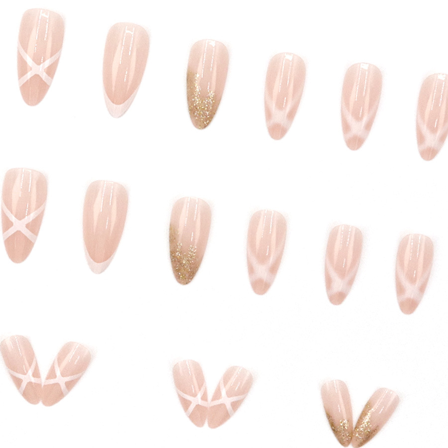 女性向けミディアムフェイクネイル、ヌードアーモンド型ネイルチ - Nail Art Press On のレビューと価格