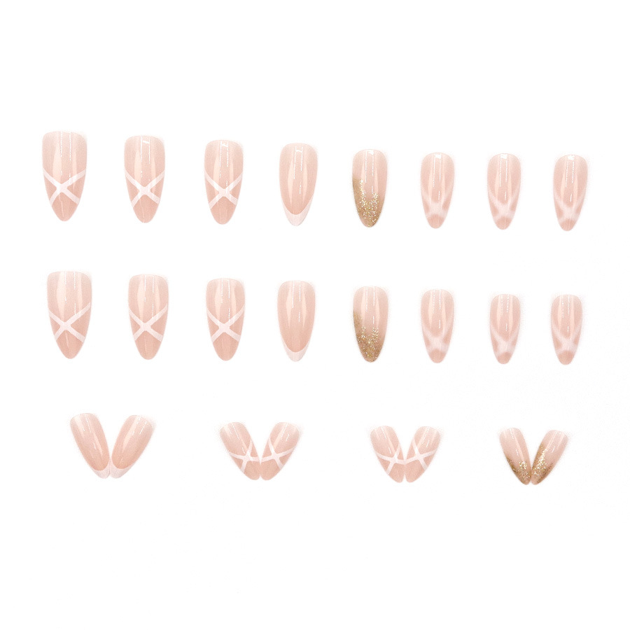 女性向けミディアムフェイクネイル、ヌードアーモンド型ネイルチ - Nail Art Press On のレビューと価格