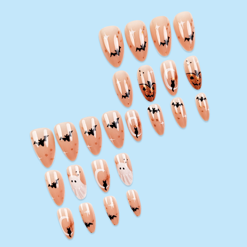 24枚入り シンプルアーモンド型付け爪 キュートな白いゴース - Nail Art Press On のレビューと価格