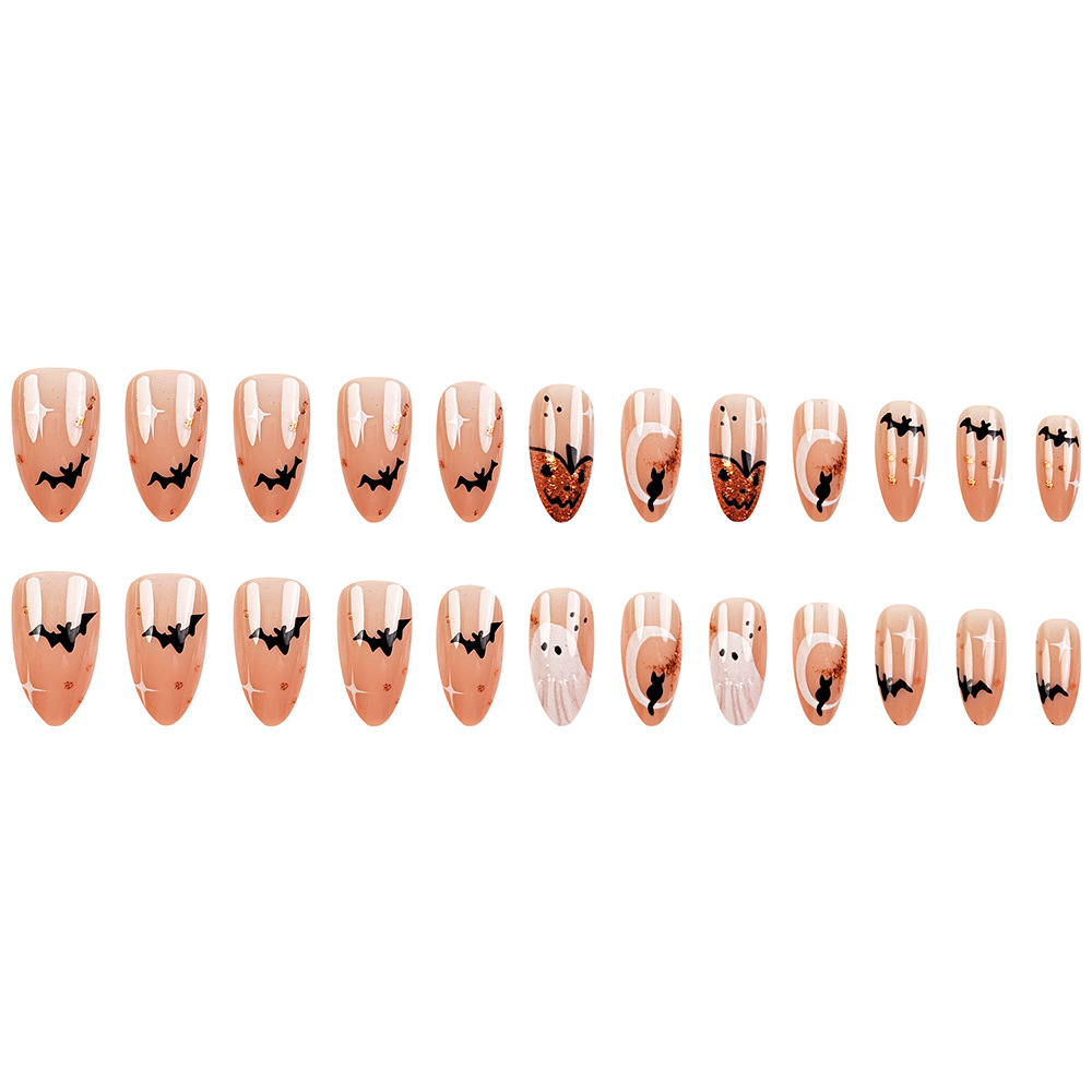 24枚入り シンプルアーモンド型付け爪 キュートな白いゴース - Nail Art Press On のレビューと価格