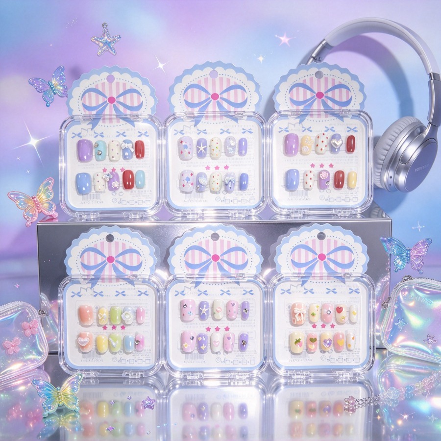 オーシャン・ドーパミン・プレスオンネイル。カラフルな貝殻と波 - Nail Art Ombre のレビューと価格
