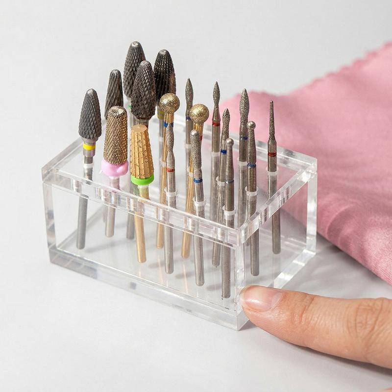 18穴アクリル製木製ネイルドリルビットホルダー、ポータブル研 - Nail Drill Machine のレビューと価格