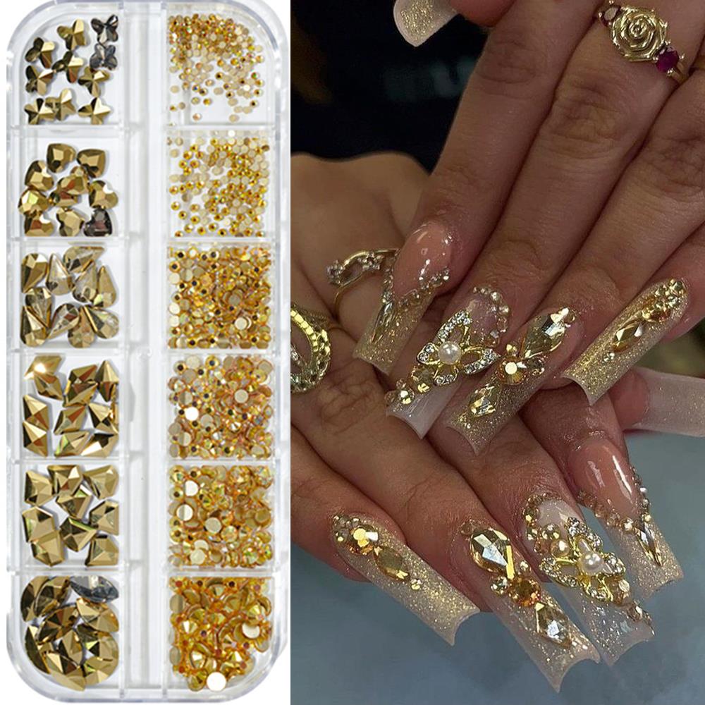 12グリッド3Dピンクネイルアートラインストーンミックスラウ - Nail Art Valentines Day のレビューと価格