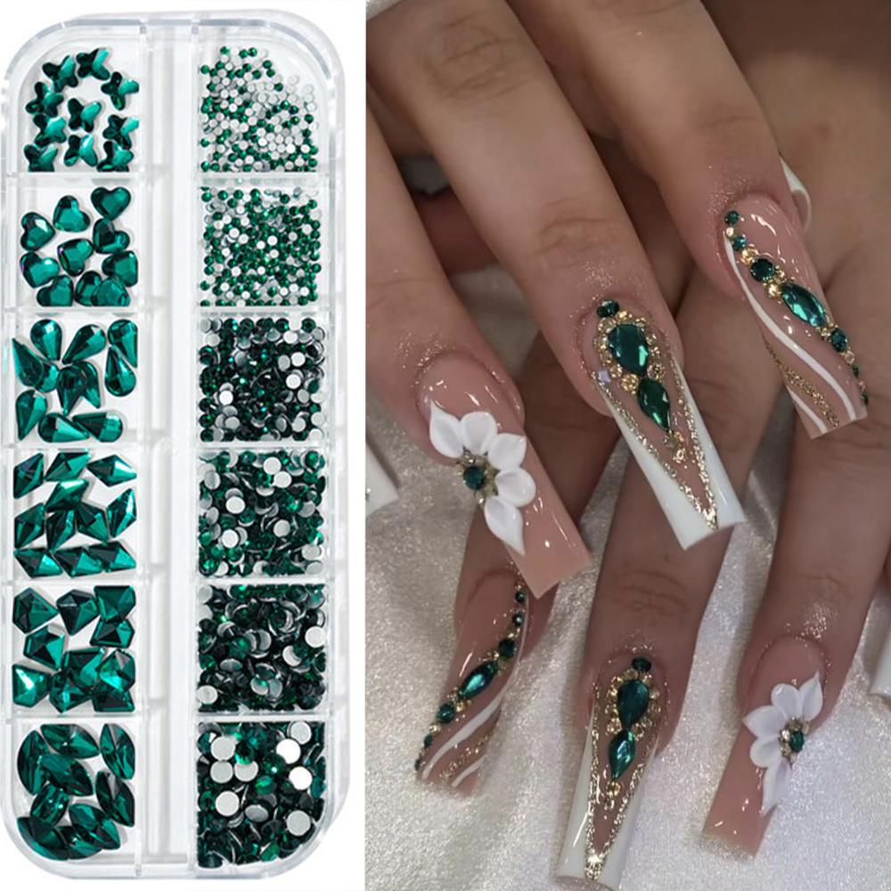 12グリッド3Dピンクネイルアートラインストーンミックスラウ - Nail Art Valentines Day のレビューと価格