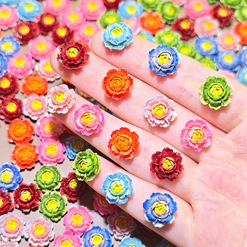 50個入り、アソートカラーの3Dレジン製バラ型フラットバック - Nail Art Ombre のレビューと価格