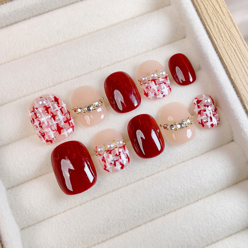 10個入りショートスクエアラウンドハンドメイドプレスオンネイ - Nail Art Press On のレビューと価格